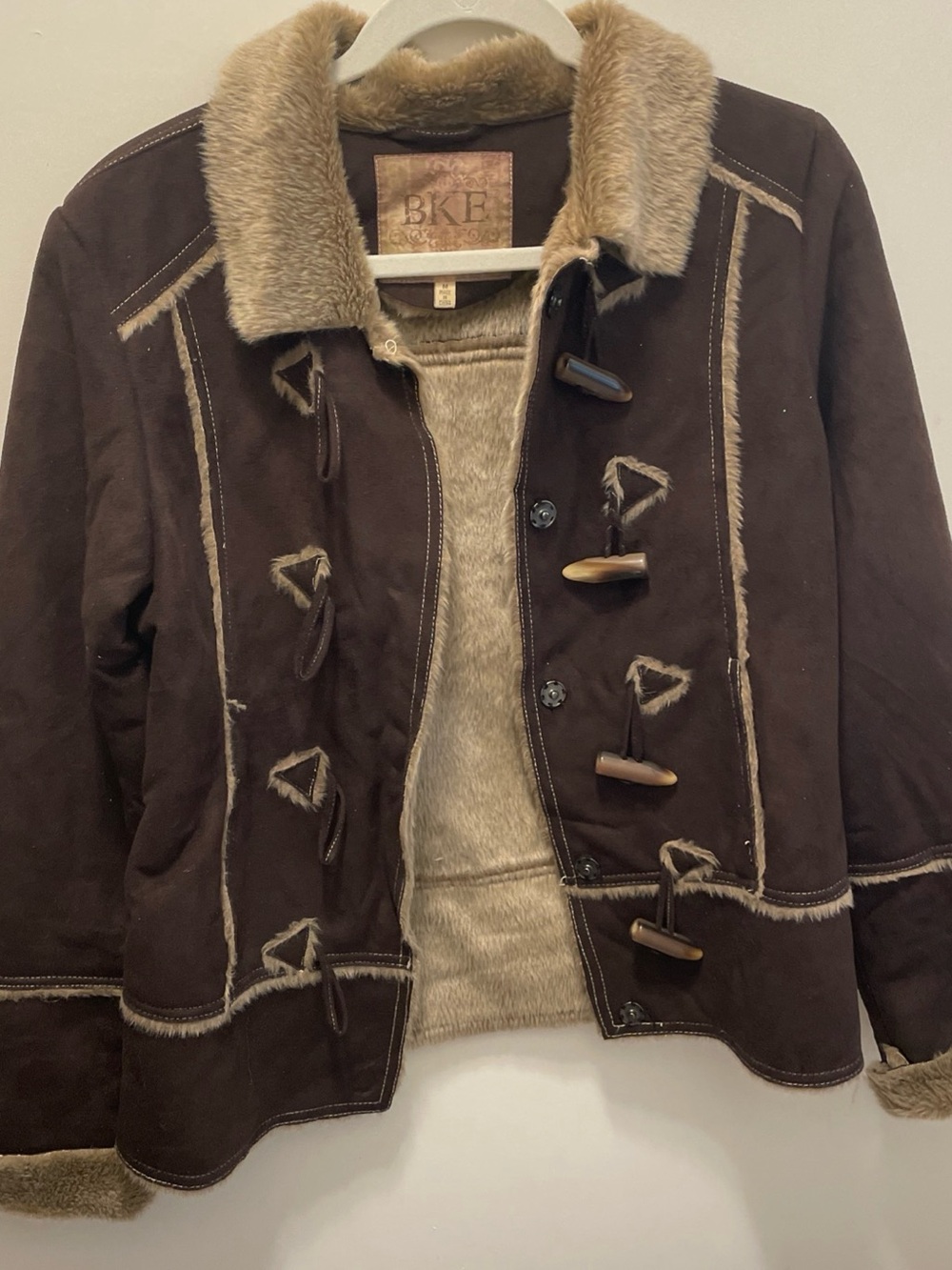 BKE Brown Faux-Shearling Toggle Jacket